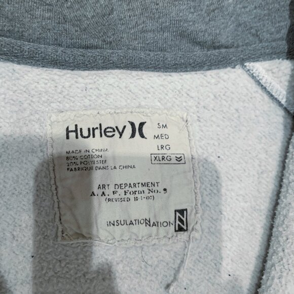 Hurley Full Zip Men's Hoodie XL Gray Jacket Insulated Sweater Jacket Thick Lined - Picture 8 of 10